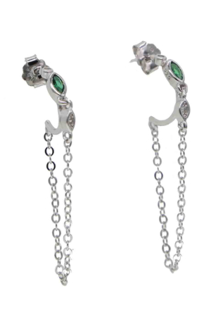 hoop-sølv-med-kæde-og-grøn-zirkon